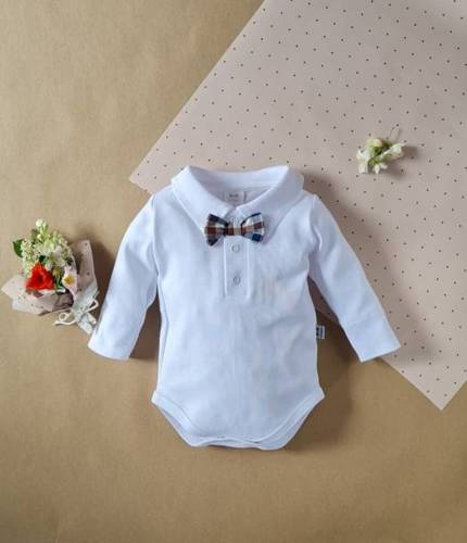 Body z muszką 041PDR Little Gentleman Marija - biały