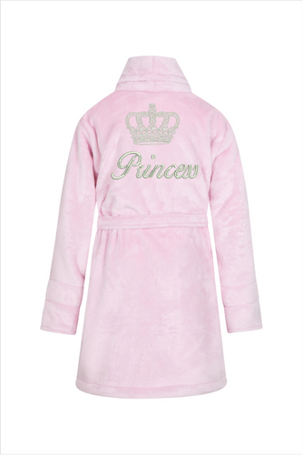 Szlafrok dziecięcy polarowy Princess + korona ByShelly - jasny różowy/srebrny