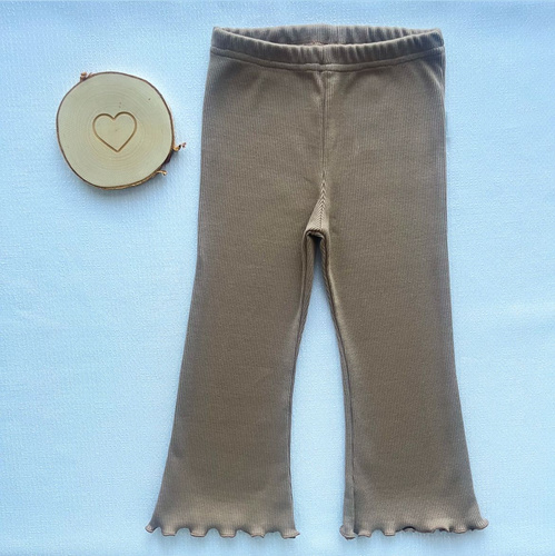 Legginsy prążkowane dzwony dla dziewczynki LJ816 Mamatti - brązowy