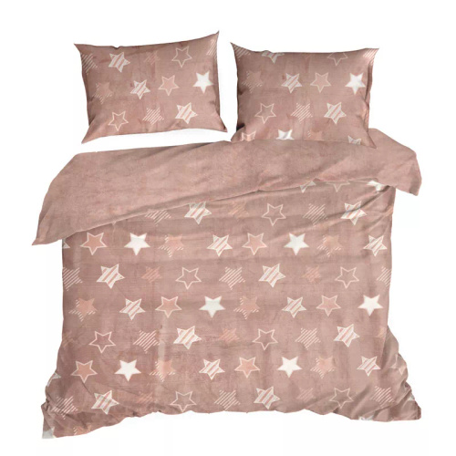 Pościel welurowa gwiazdki Flano 4 Eurofirany pudrowy róż