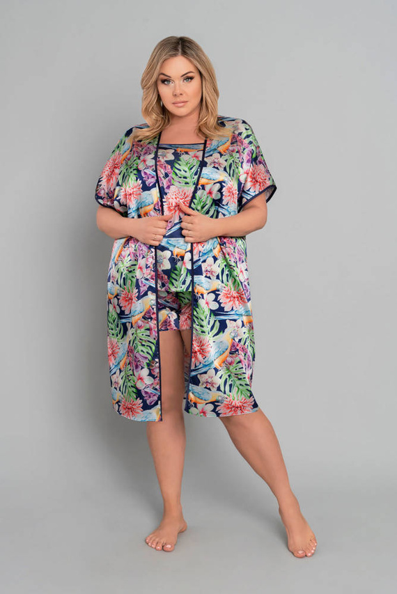 Szlafrok Damski Polinezja Italian Fashion - druk kwiaty