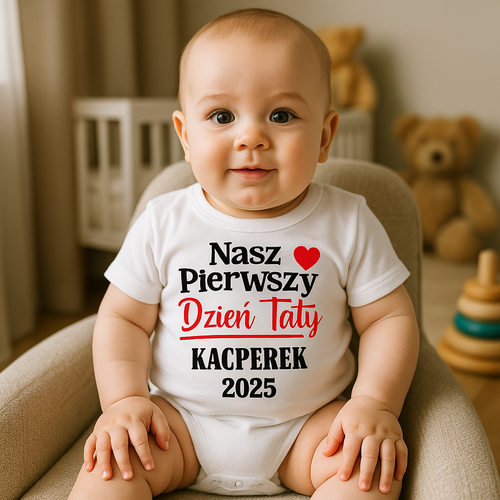 Body "Nasz Dzień Taty z imieniem" Moocha– Personalizowane body dla niemowlaka, bawełniane, Dzień Ojca