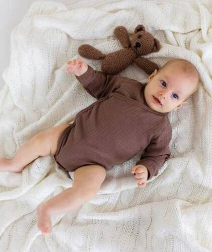 Body rozpinane muślinowe "Bamboo Muslin Choco"  Makoma