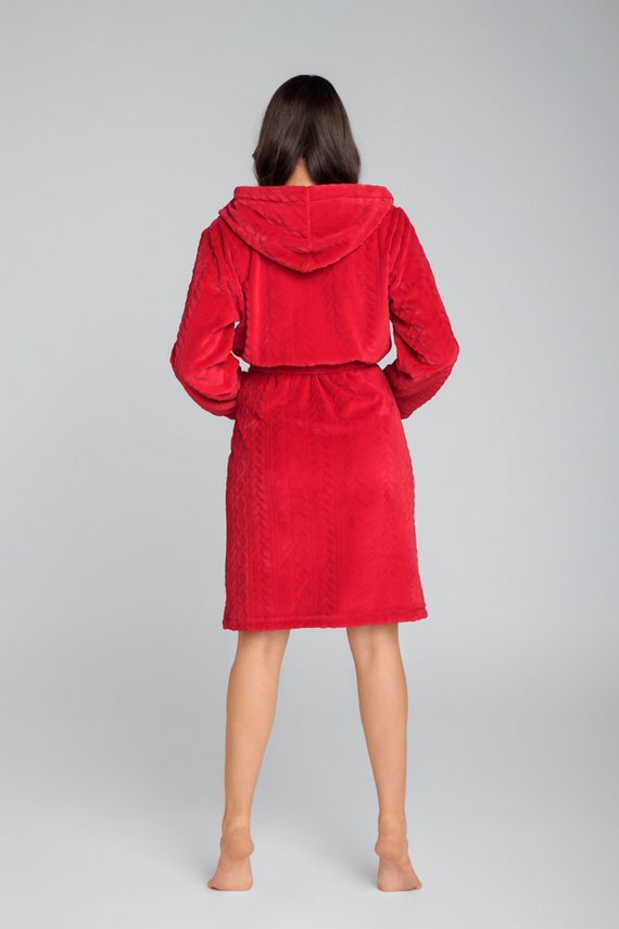 Szlafrok damski z kapturem Zala Italian Fashion - czerwony