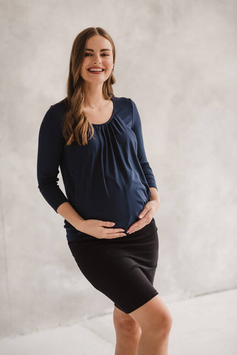 Bluzka ciążowa i do karmienia z rękawem 7/8 Kangaroo Milk&Love granatowy