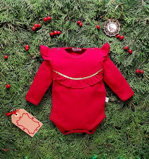 Body z długim rękawem falbanka 171DR Cherry Marija - różowy