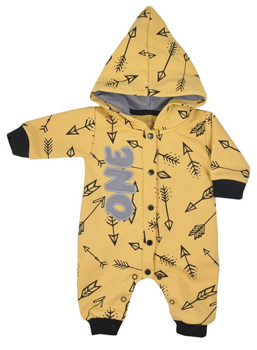 Pajac dresowy z kapturem "ONE" Koala - szary-różowy