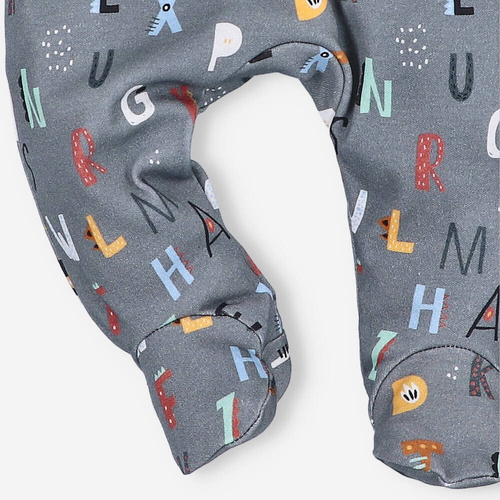 Półśpiochy z bawełny organicznej Alfabet Nini druk