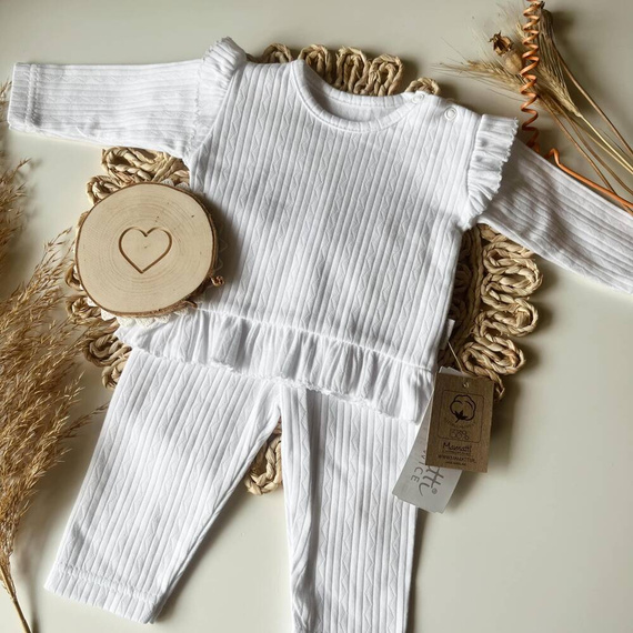 Bluzka dziewczęca z długim rękawem BLAG002 EkoBaby Mamatti - biały