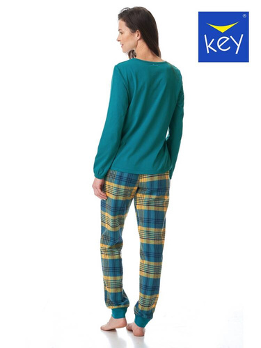 Rozpinana Piżama Damska LNS 408 Key - zielony/kratka