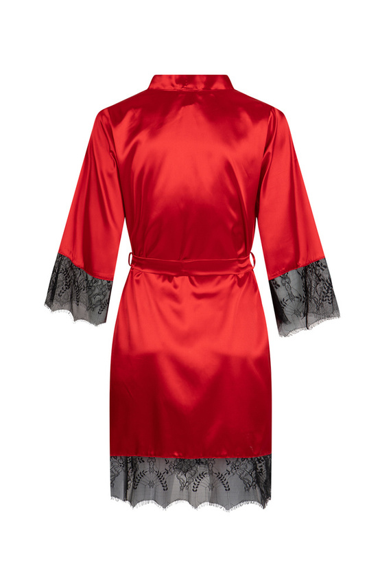 Szlafrok damski z koronką Gloria ByShelly - czerwony