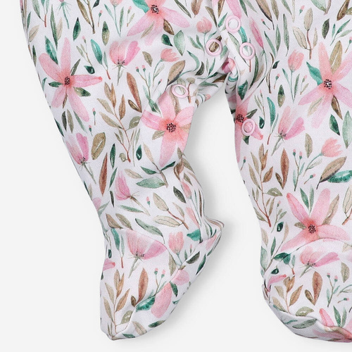 Pajacyk z bawełny organicznej Pink Flowers Nini