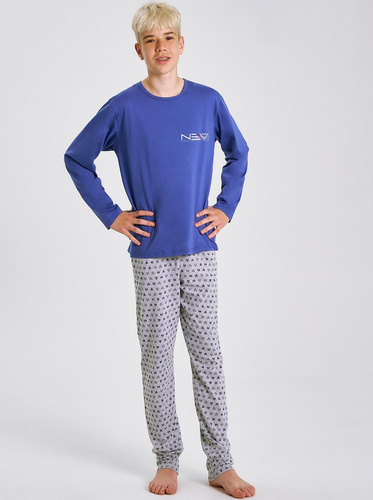 Taro Emil 3506 – chłopięca piżama bawełniana z długim rękawem, niebieska