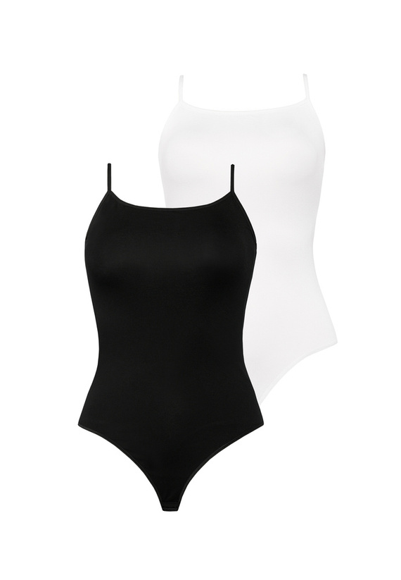 Body damskie na ramiączkach 2401-2  2 pack Teyli czarny-biały 