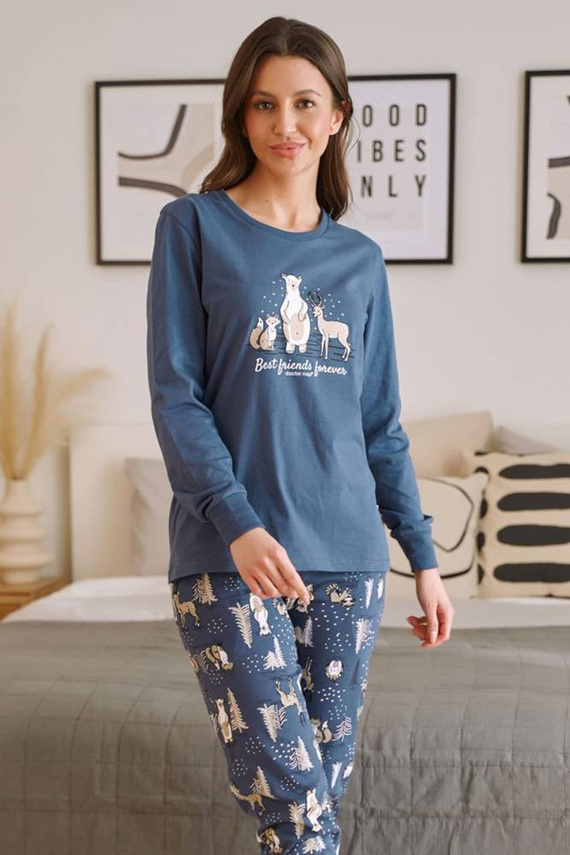 PM.4340 "Animals" Piżama Damska Doctor Nap - deep blue
