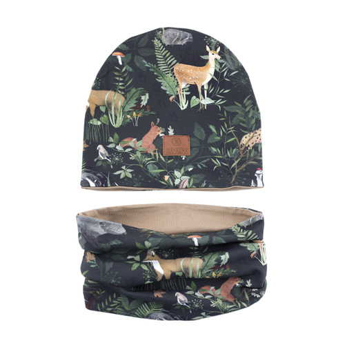 Woodland czapka dziecięca+ komin - Makaszka