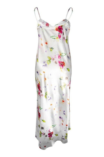 Długa halka satynowa Flowers DKaren - DK-HI 10 biały