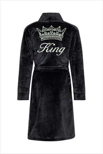 Szlafrok męski King + Korona ByShelly - czarny/srebrny