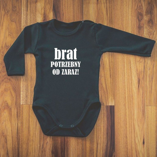 Body długi rękaw "Brat potrzebny od zaraz!" Moocha białe