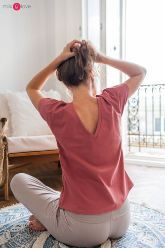 Bluzka ciążowa i do karmienia z krótkim rękawem Two Ways Milk&Love dusty cedar