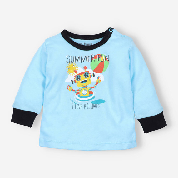 Bluzka z bawełny organicznej Summer Robots Nini turkusowy 