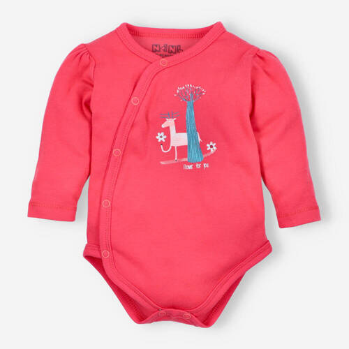 Body kopertowe z bawełny organicznej Kolorowy Las Nini malinowy