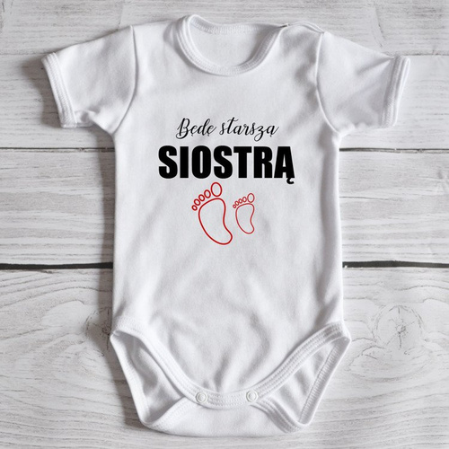 Body krótki rękaw "Będę starszą siostrą " Moocha czarne