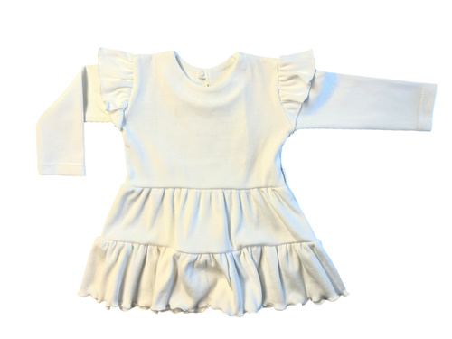 Mamatti SP502 – elegancka sukienka welurowa ecru dla dziewczynki