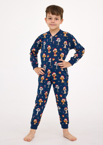 Świąteczny kombinezon chłopięcy 185/180 186/180 Kids Boy Dog 2 Cornette– bawełna, zamek, kieszenie