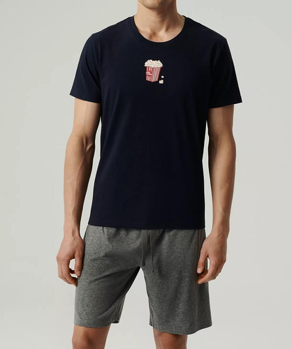 Piżama męska krótki rękaw  NMP-383  Atlantic- granatowy szary