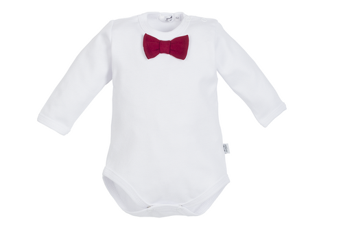 Body z muszką 041B Little Gentleman Marija - biały