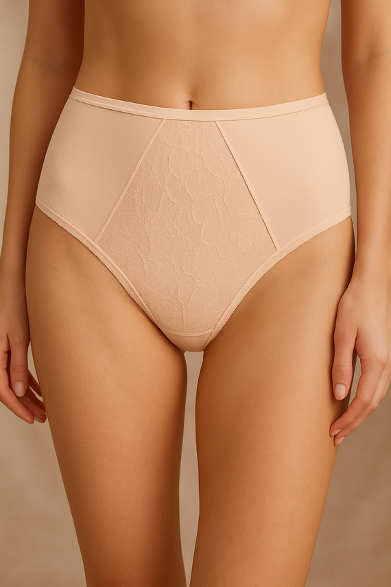 Figi damskie VF-435 Vena nude – z wysokim stanem i koronką
