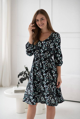 Sukienka ciążowa i do karmienia Lovely Dress Midi rękaw 3/4 Milk&Love w listki eukaliptusa