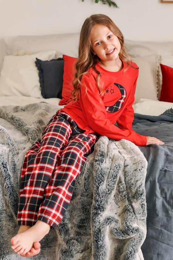 PDU.4493 "Black Red Moon Viscose" Piżama dziecięca Unisex Doctor Nap - red