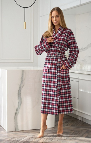 L&L Szlafrok Roxy 2511 – flanelowy, długi z kieszeniami