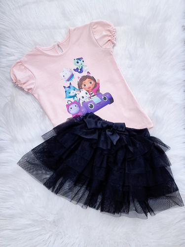 Koszulka dziecięca Przyjaciele krótki rękaw Bambarillo  pudrowy róż