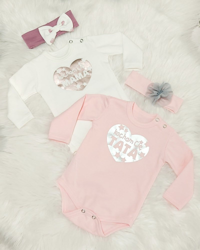 Body z długim rękawem "Kocham Cię Tata serduszko" Bambarillo różowy