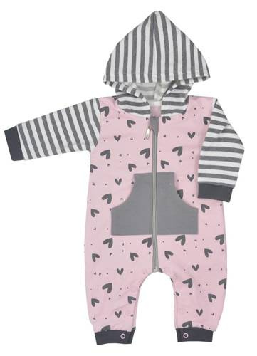 Pajac dresowy z kapturem Stripes Koala - różowy
