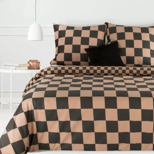 Pościel bawełniana Sara 21 kratka Eurofirany brązowy 