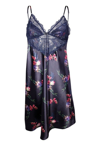 Halka satynowa Flowers  DKaren - DK-HA 09 granatowy