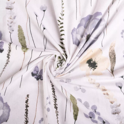 Pościel flanelowa kwiaty F-90 Matex biały/niebieski 