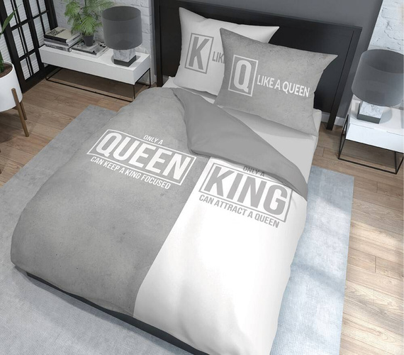 Pościel bawełniana Queen King 4100 A Holland 129 Detexpol szary/biały