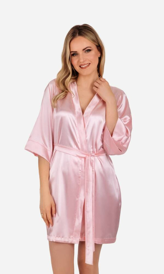Szlafrok damski satynowy Vesna ByShelly - jasny róż
