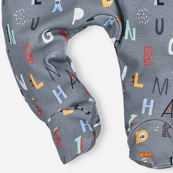 Półśpiochy z bawełny organicznej Alfabet Nini druk