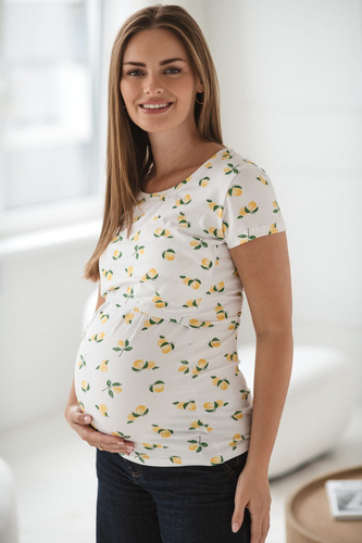 Bluzka do karmienia i ciążowa Milk Shirt cytrynki krótki rękaw – komfort i styl Milk&Love 