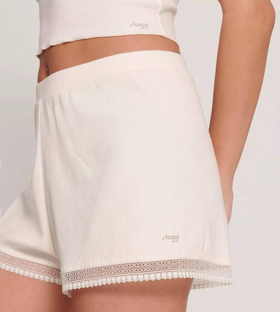 Krótkie spodenki piżamowe GO Ribbed Short Sloggi - Angora