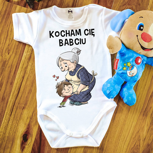 Body krótki rękaw "Kocham Cię Babciu"" Moocha biały 
