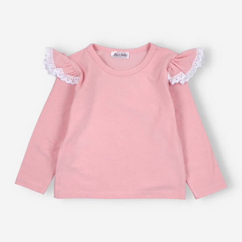 Dziewczęca bluzka z długim rękawem BOB-0003 By o Baby różowy