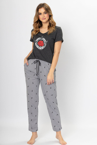 Piżama damska 1329 Mili Leveza grafitowy