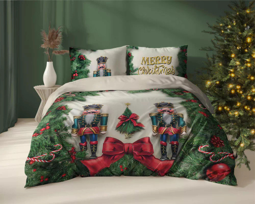 Pościel świąteczna 5300 A dziadek do orzechów Detexpol kremowy 